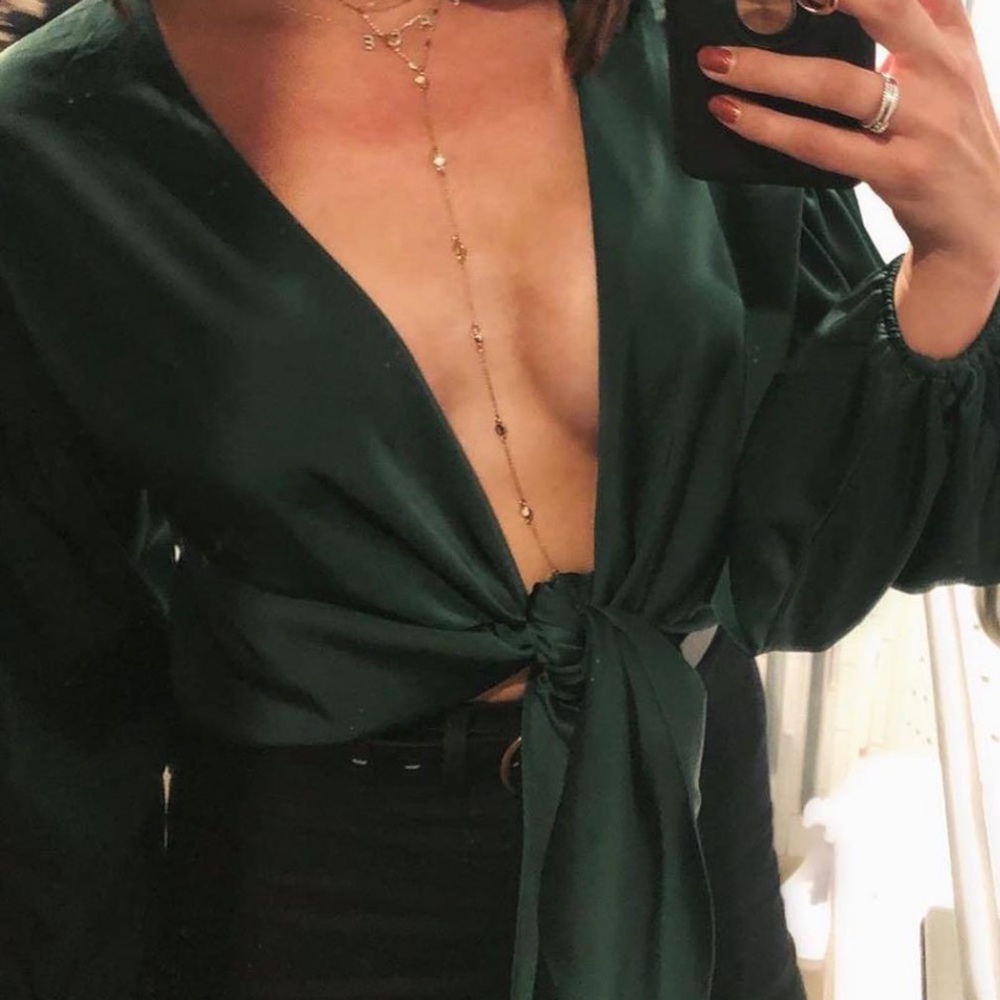 Lani the Label Dark Emerald Top with Open Tie Back